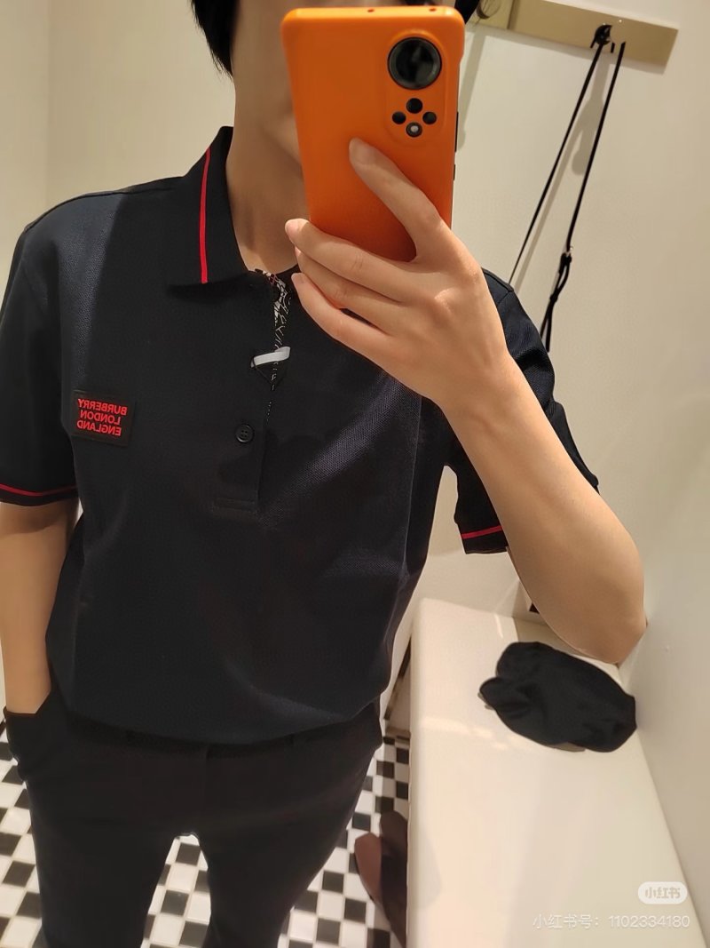 Balenciaga Black Polo Shirt with Red Trim