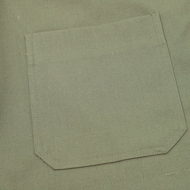 Khaki Cotton Work Jacket with Contrast Pocket Detail view