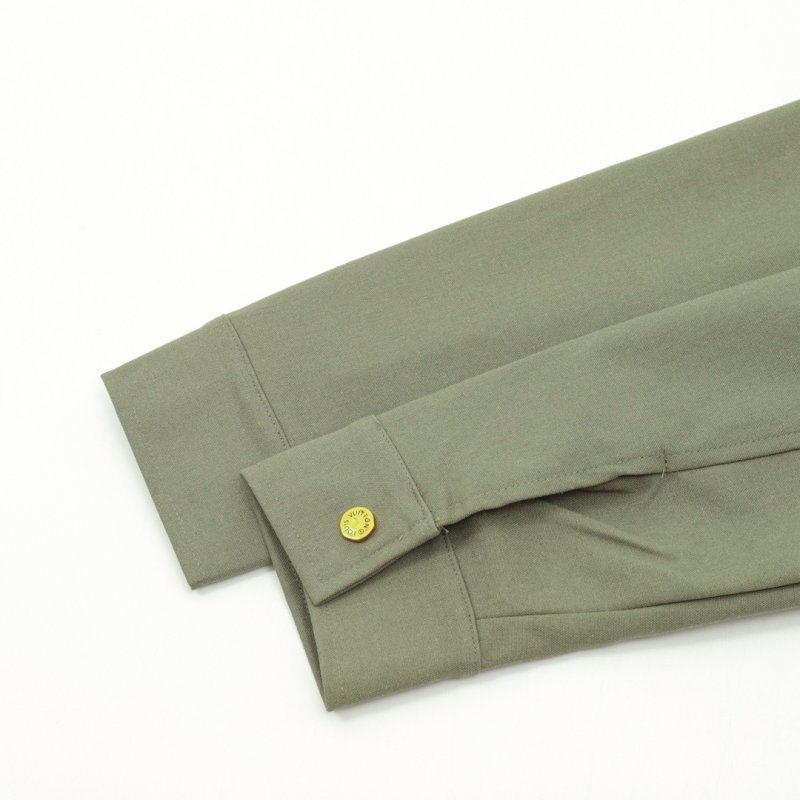 Khaki Cotton Work Jacket with Contrast Pocket Detail view
