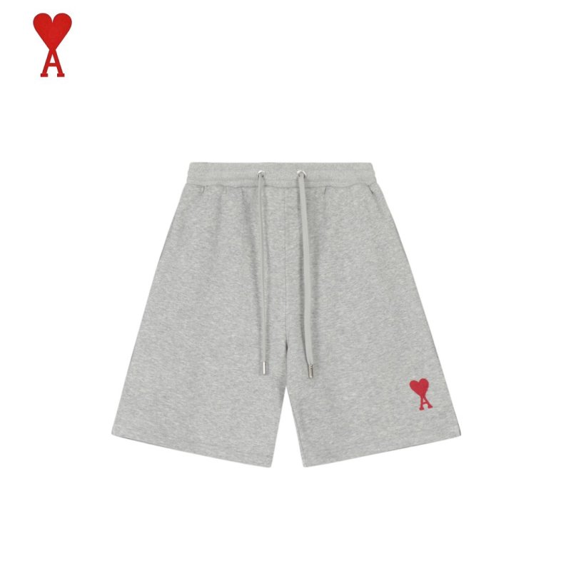Essentials Grey Melange Shorts with Red Heart Logo view
