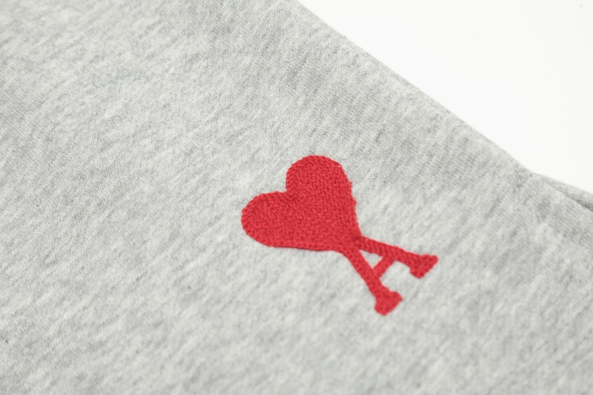Essentials Grey Melange Shorts with Red Heart Logo view