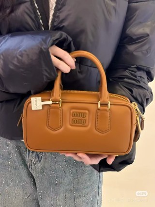 Miu Miu Bowling Briefcase Tan Leather