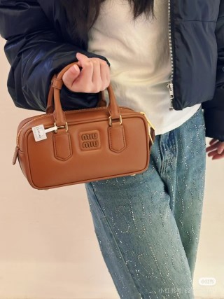 Miu Miu Bowling Briefcase Tan Leather view 3