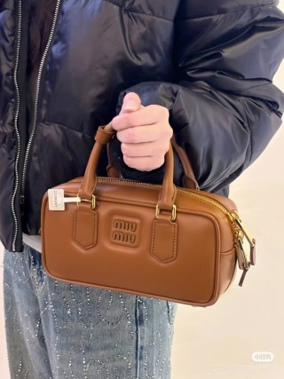 Miu Miu Bowling Briefcase Tan Leather view 4