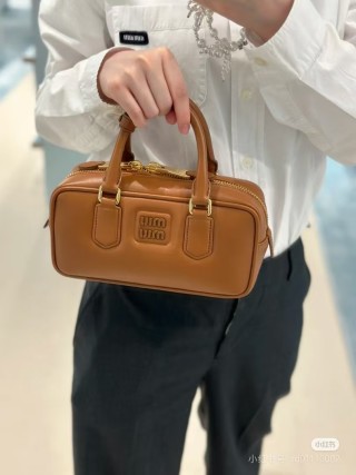 Miu Miu Bowling Briefcase Tan Leather view 5