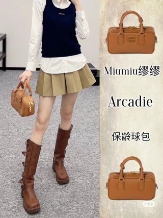 Miu Miu Bowling Briefcase Tan Leather view 6