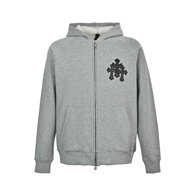 Chrome Hearts Cross Logo Zip Hoodie Oatmeal view