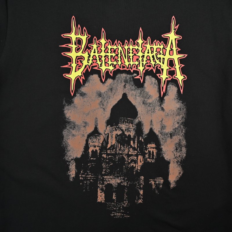 Black Metal Band Graphic T-Shirt with Red Flame Print view