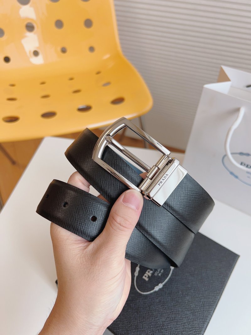 Prada Black Saffiano Leather Belt 35mm