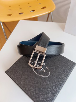 Prada Black Saffiano Leather Belt 35mm view 2