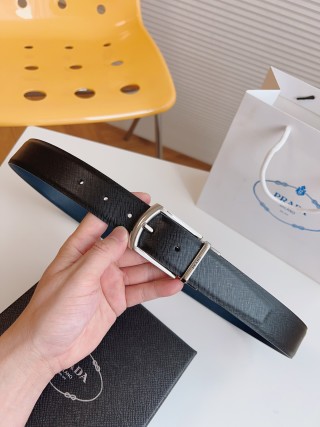 Prada Black Saffiano Leather Belt 35mm view 3