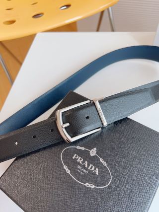 Prada Black Saffiano Leather Belt 35mm view 4
