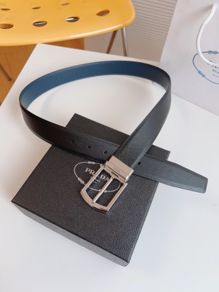 Prada Black Saffiano Leather Belt 35mm view 6