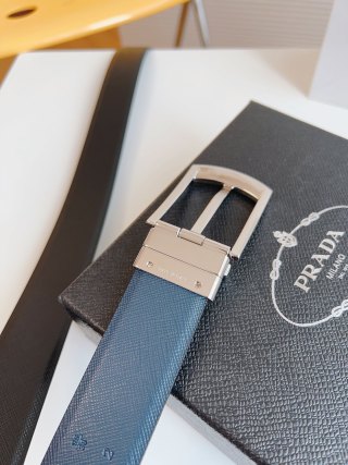Prada Black Saffiano Leather Belt 35mm view 9