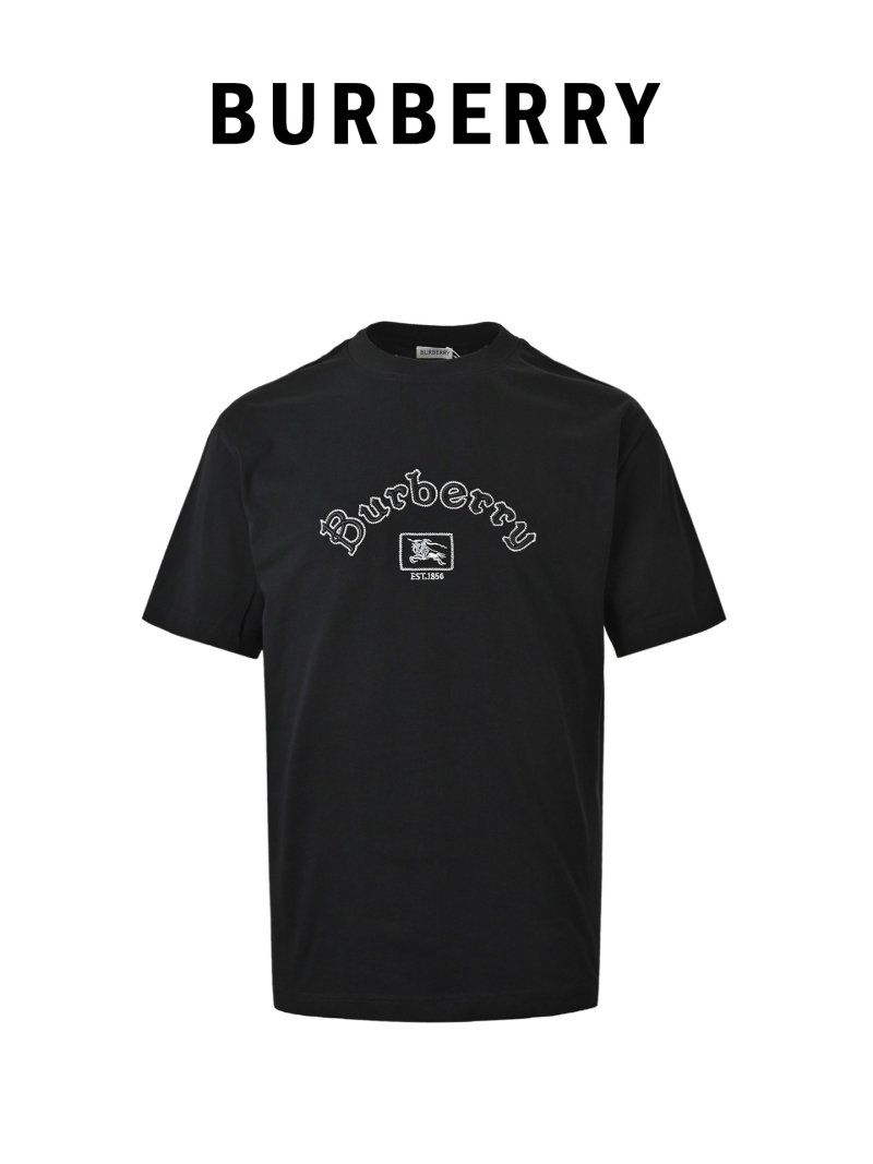 Burberry Black Logo Embroidered T-Shirt view