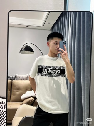 Dior White Monogram Logo Short Sleeve T-Shirt view 5