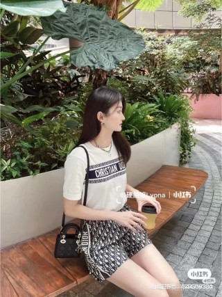 Dior White Monogram Logo Short Sleeve T-Shirt view 7