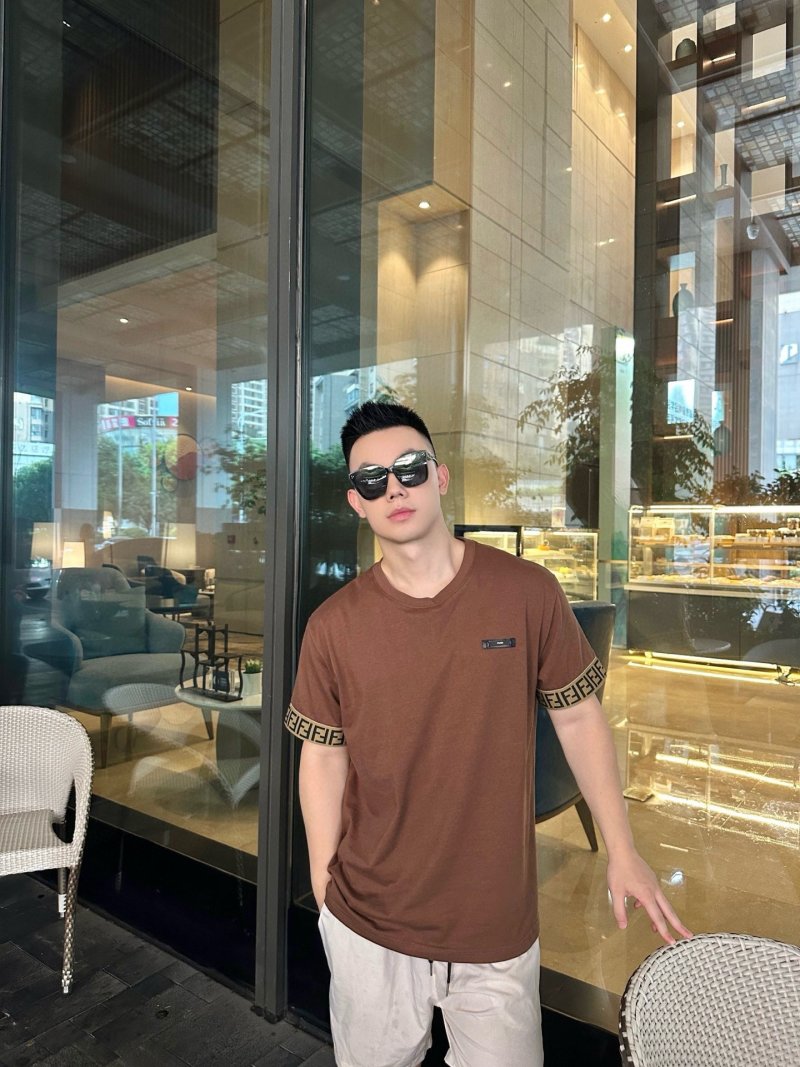 Fendi Monogram Sleeve Brown T-Shirt
