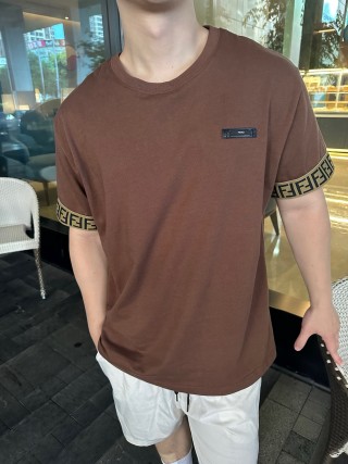 Fendi Monogram Sleeve Brown T-Shirt view 3
