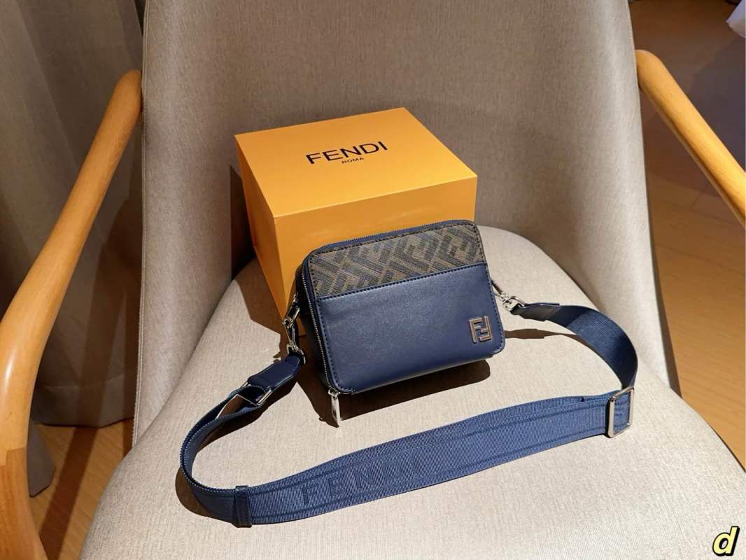 Fendi Colorblock Camera Bag Navy Blue