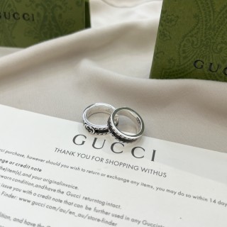 Gucci Double G Black Enamel Sterling Silver Ring view 5