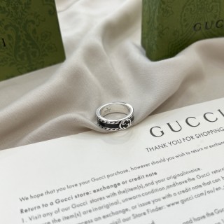 Gucci Double G Black Enamel Sterling Silver Ring view 7