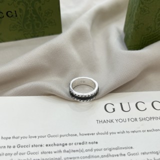 Gucci Double G Black Enamel Sterling Silver Ring view 8