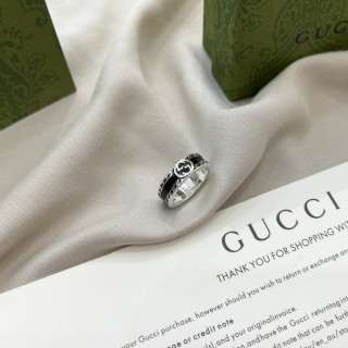 Gucci Double G Black Enamel Sterling Silver Ring view 9