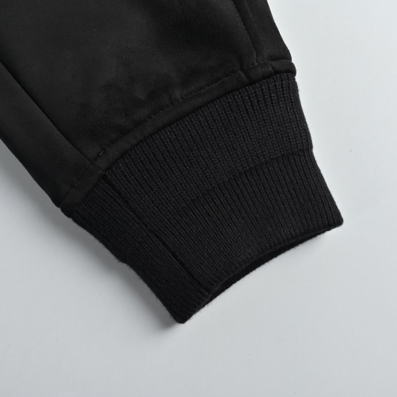 Navy & Black Wool Blend Varsity Bomber Jacket view