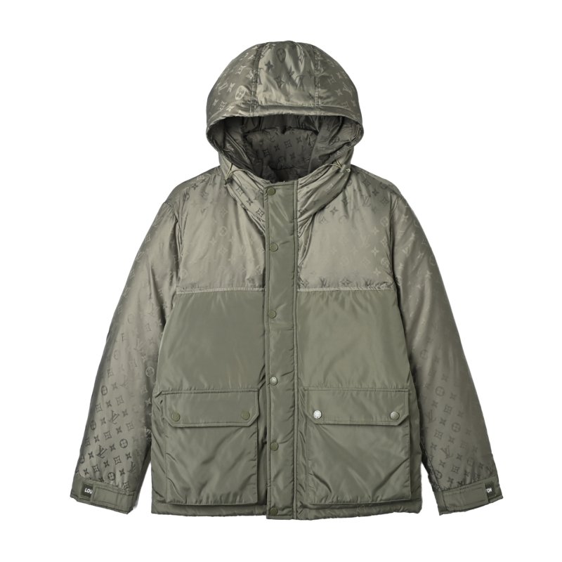 Beige Quilted Down Puffer Jacket with Hood view