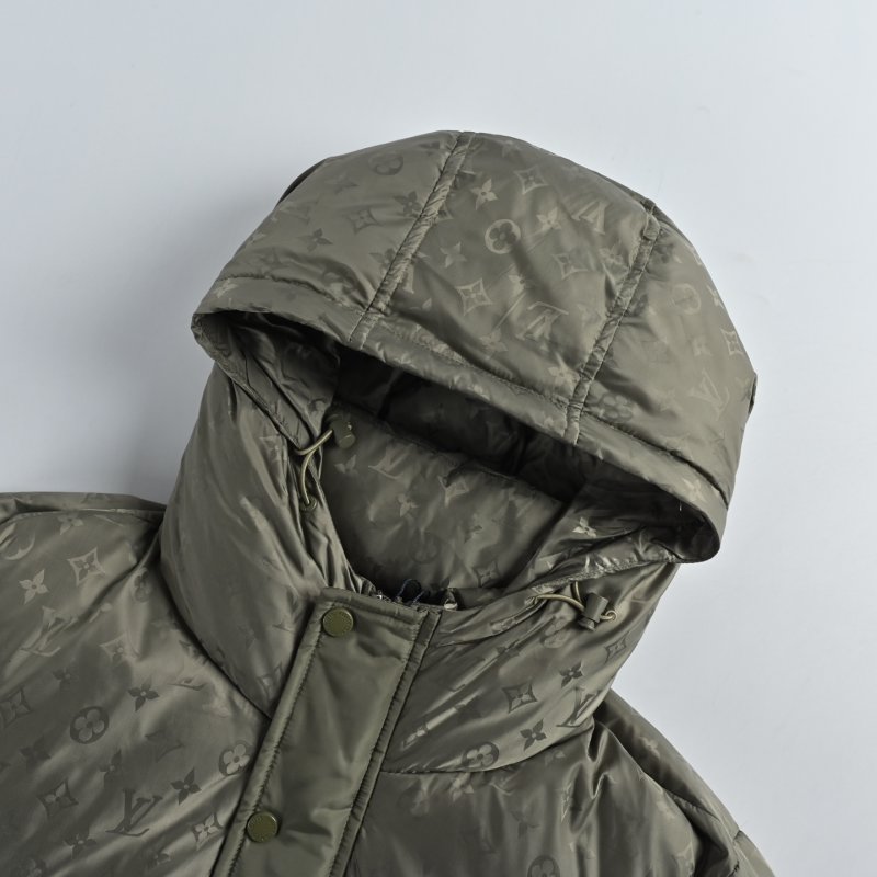 Beige Quilted Down Puffer Jacket with Hood view