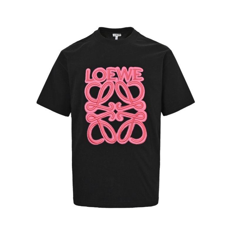 Loewe Neon Pink Anagram Logo Black T-Shirt view