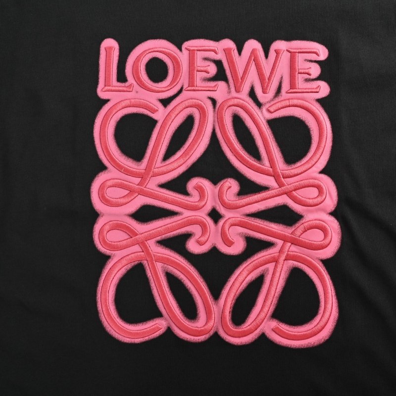 Loewe Neon Pink Anagram Logo Black T-Shirt view