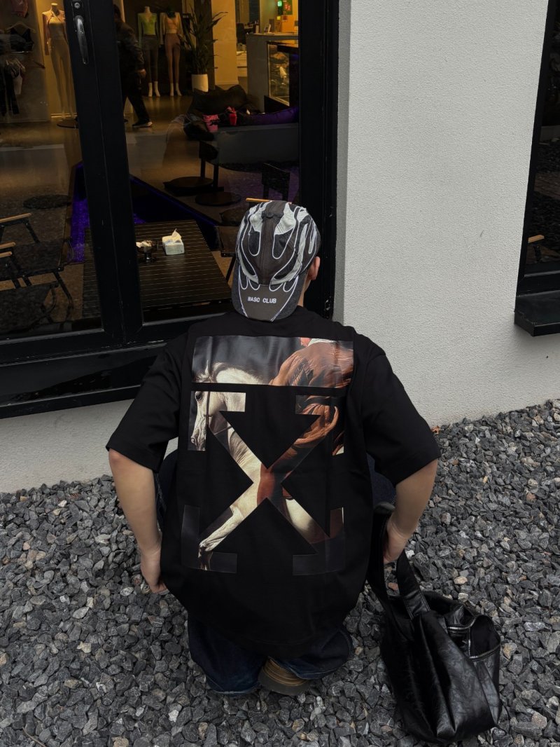 Off-White Black Graphic Cross T-Shirt
