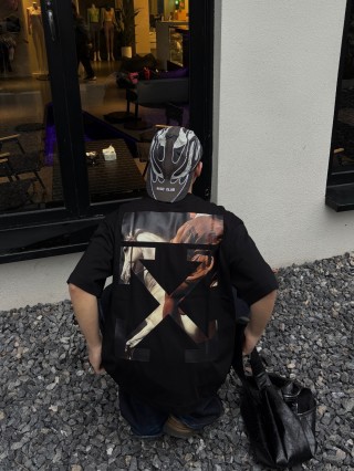 Off-White Black Graphic Cross T-Shirt
