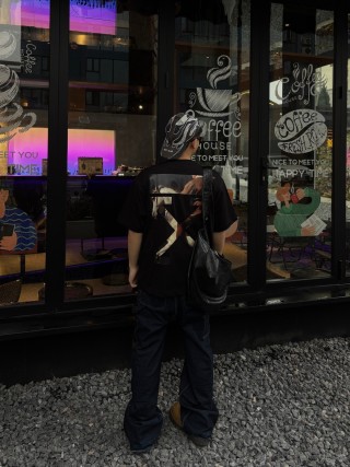 Off-White Black Graphic Cross T-Shirt view 3