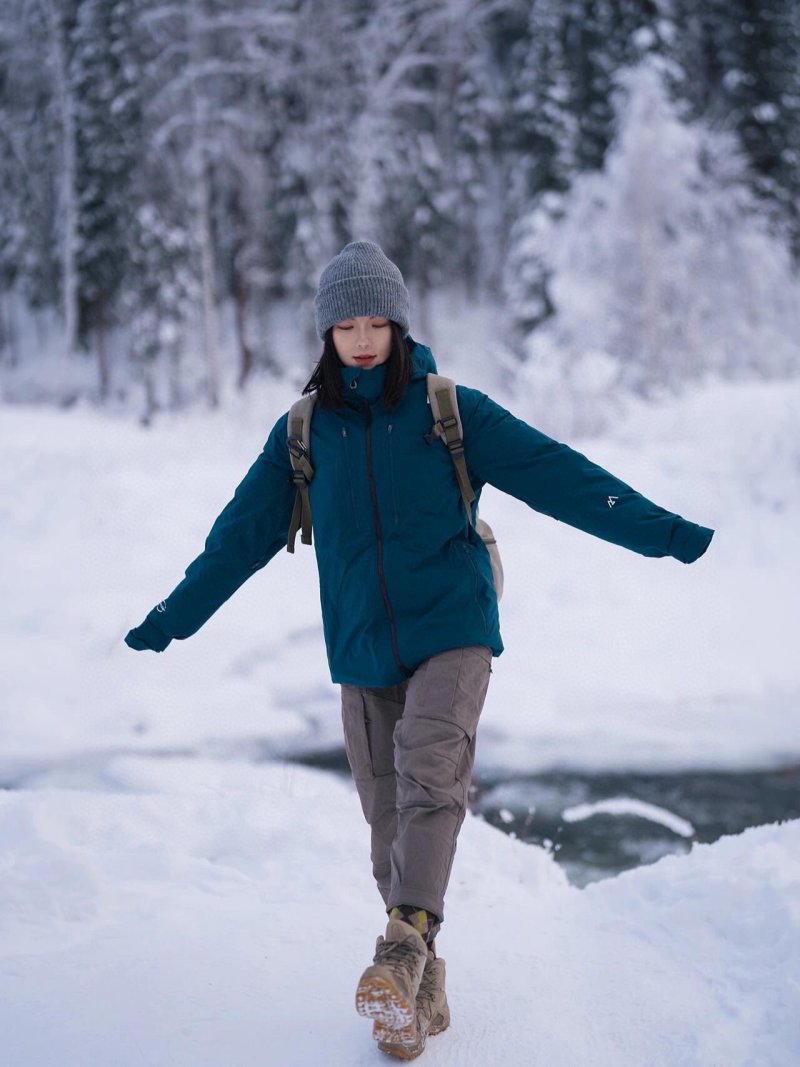 Teal Down Jacket with Black Trim view