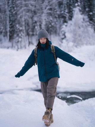 Teal Down Jacket with Black Trim view 5