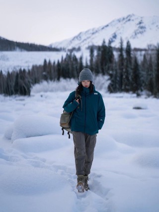 Teal Down Jacket with Black Trim view 6