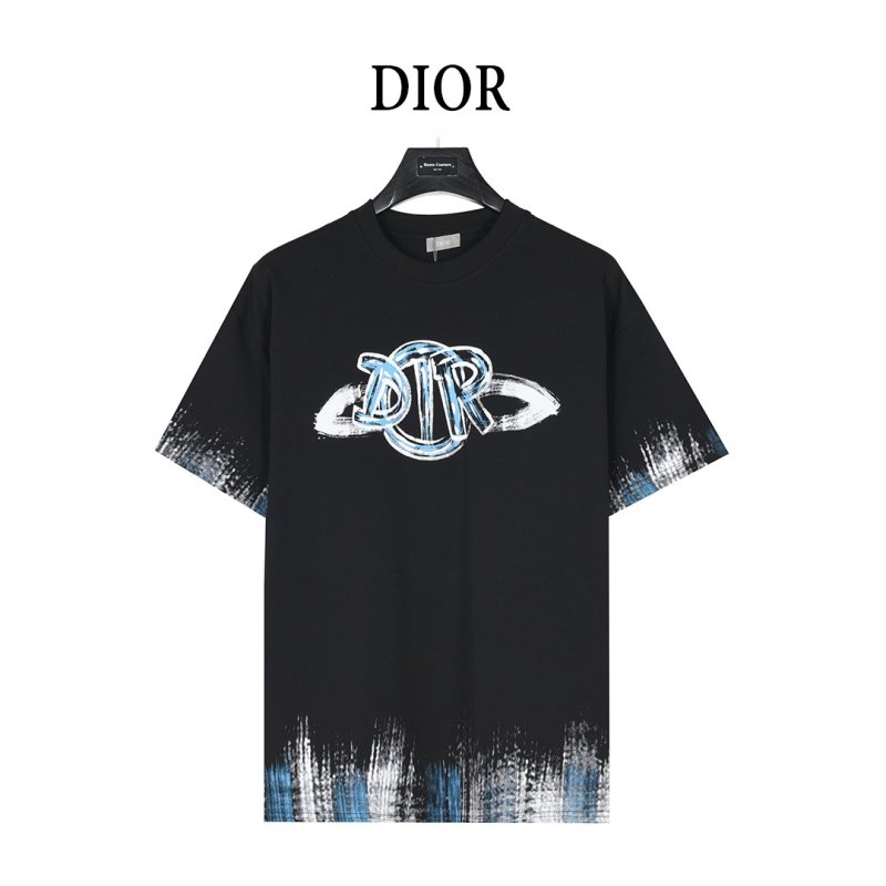 Black Graphic Logo T-Shirt with Blue Plaid Trim view