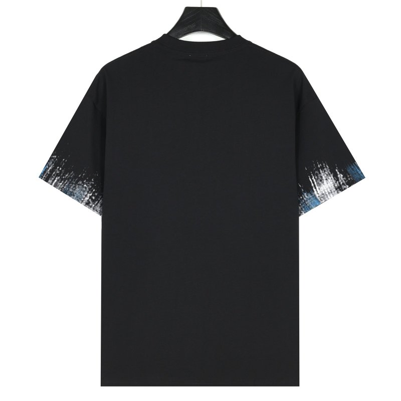 Black Graphic Logo T-Shirt with Blue Plaid Trim view