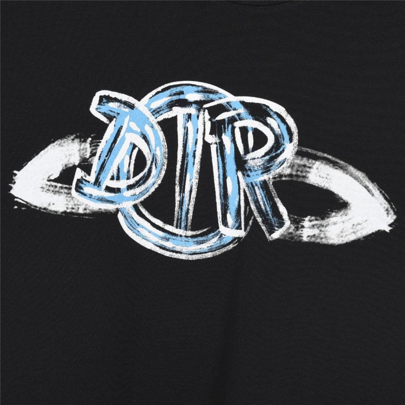 Black Graphic Logo T-Shirt with Blue Plaid Trim view
