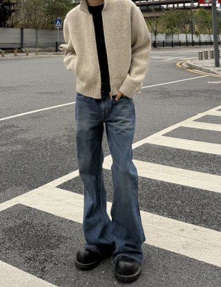 Beige Ribbed Knit Zip Cardigan view 12