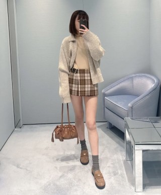 Beige Ribbed Knit Zip Cardigan view 7