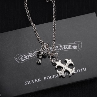 Chrome Hearts Fleur-de-Lis Cross Silver Chain Necklace view 3