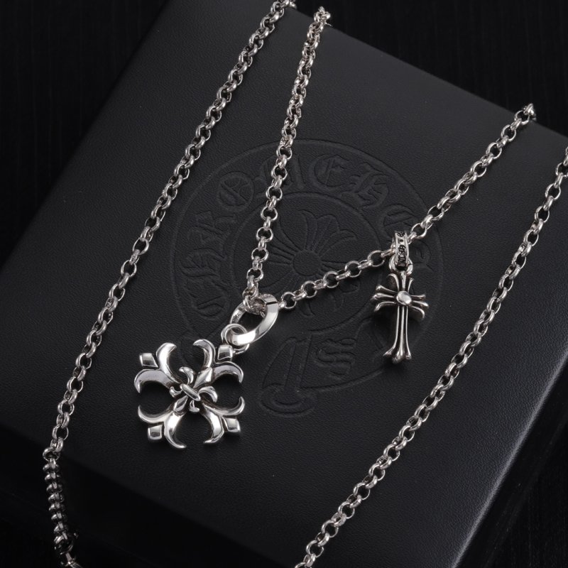 Chrome Hearts Fleur-de-Lis Cross Silver Chain Necklace view