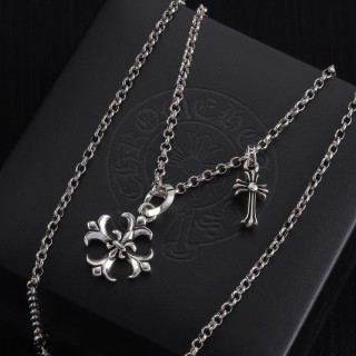 Chrome Hearts Fleur-de-Lis Cross Silver Chain Necklace view 4
