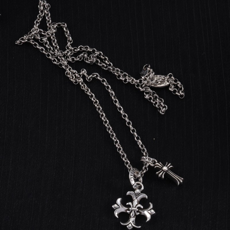Chrome Hearts Fleur-de-Lis Cross Silver Chain Necklace view