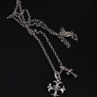 Chrome Hearts Fleur-de-Lis Cross Silver Chain Necklace view 5