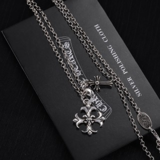 Chrome Hearts Fleur-de-Lis Cross Silver Chain Necklace view 6